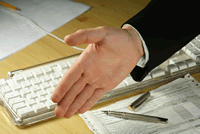 hand extended for handshake